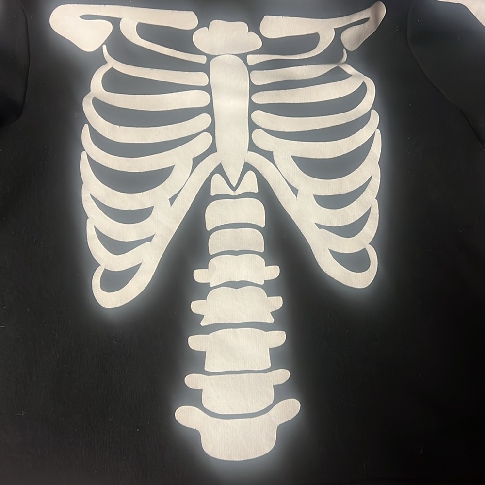 H&M cotton black white hoodie long sleeve skeleton rare Halloween ready 6-8 - Picture 5 of 6